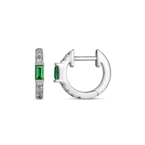 Lighthouse® Emerald and Diamond Huggies | 18K White Gold