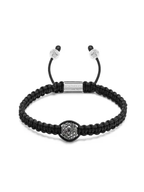 Men's Black String Bracelet with Black Diamond Bead