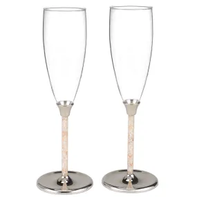 Mother of Pearl Wedding Flute Toasting Set