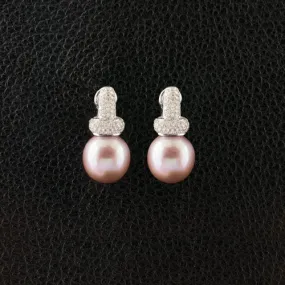 Pink Pearl & Diamond Earrings