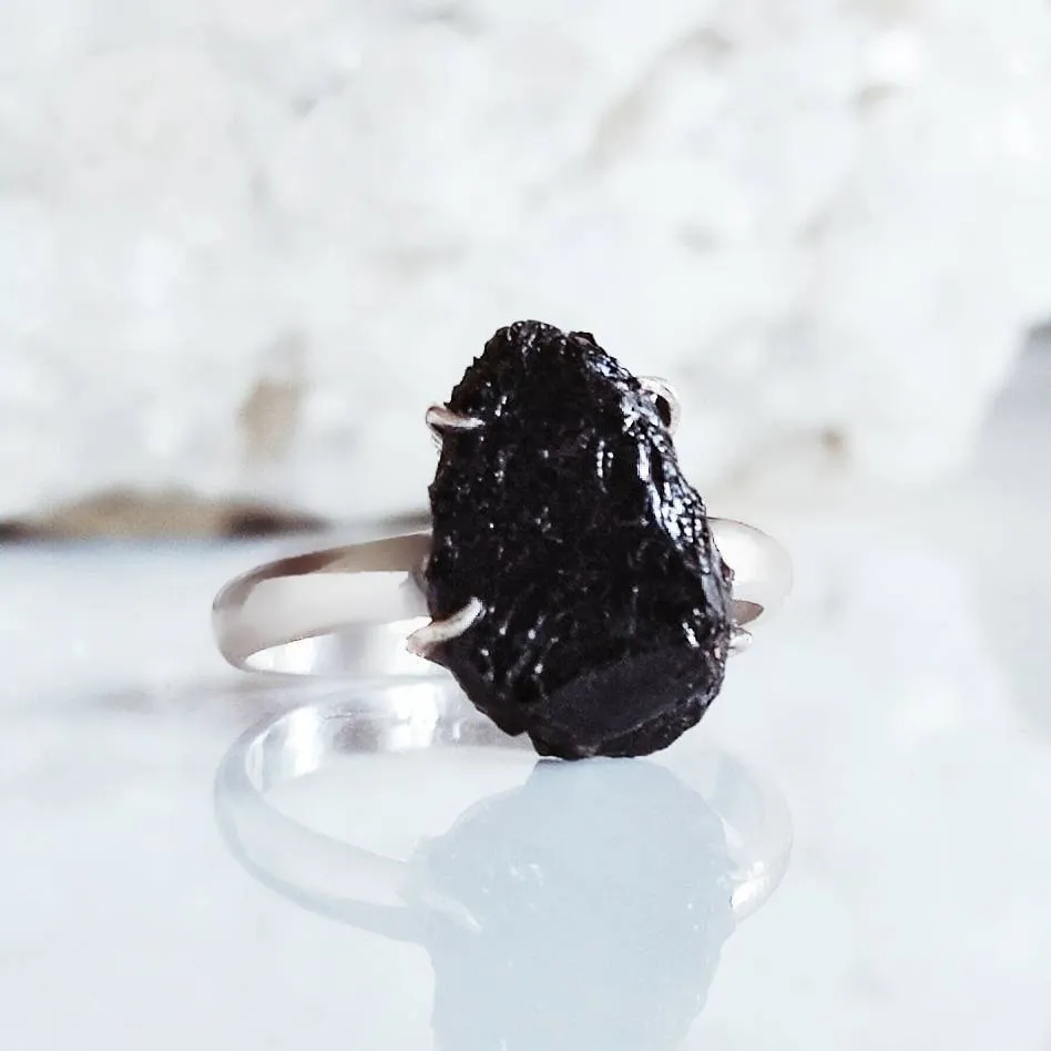 Raw Black Tourmaline Ring