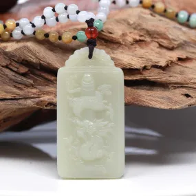 RealJade® "Dragon Rising" Genuine HeTian White Nephrite Jade Dragon Pendant Necklace