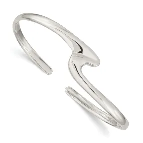 Silver Polish Finish Fancy Cuff Flexible Bangle