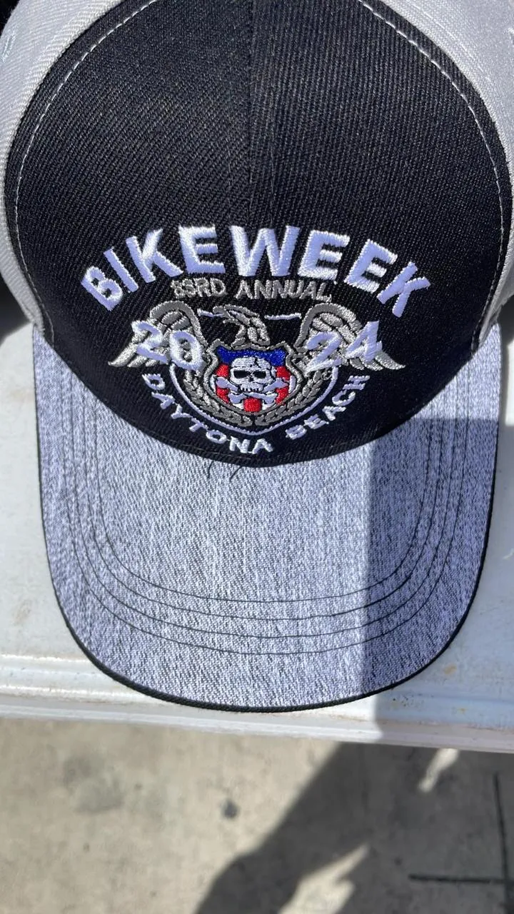 Skull 83RD Annual BikeWeek Black Blue Daytona 24 Beach Cap