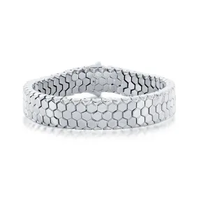 Stainless Steel Polished Honey Comb Design Bracelet" (98715)