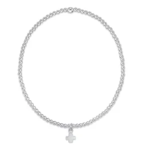 Sterling Silver - Classic 2mm Bead Bracelet - Signature Cross Small Charm