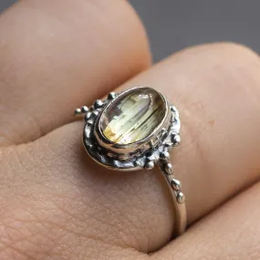 Sz 9 Rutilated Quartz Oval Ring- Sz 9