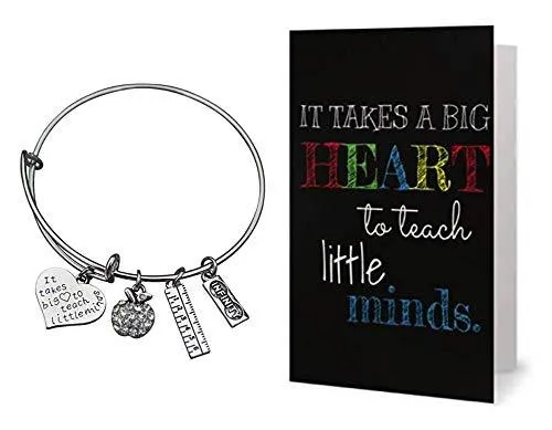 Teacher Bangle Bracelet and Card Gift Set