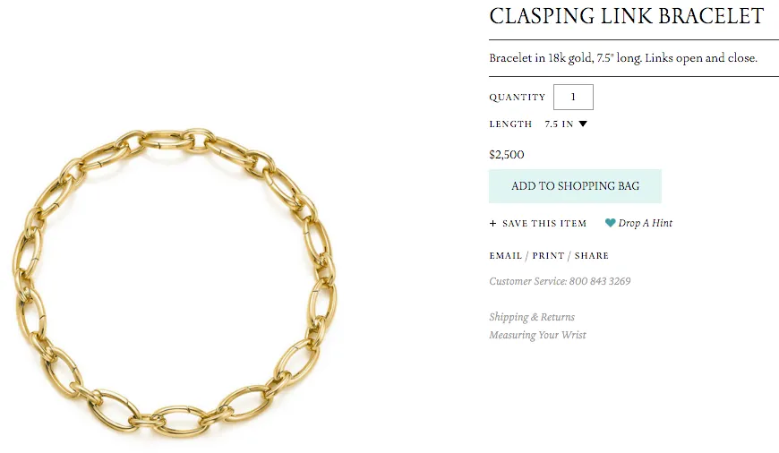 Tiffany & Co. 18K Gold Clasping Link Bracelet