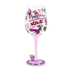 Top Shelf Decorative Happiness Starts Within Your Sole Wine Glass (WS)