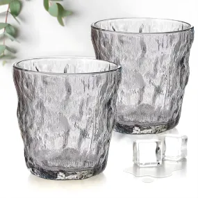 UMAI Whiskey Glasses Set of 2 (270ml Each) | Lead Free Neat Whiskey Glass | Heavy Bottom Drinking Glass | Crystal Glass for Bar Home | Glass for Drinks | Cocktail Glasses | Highball Glass (Grey)