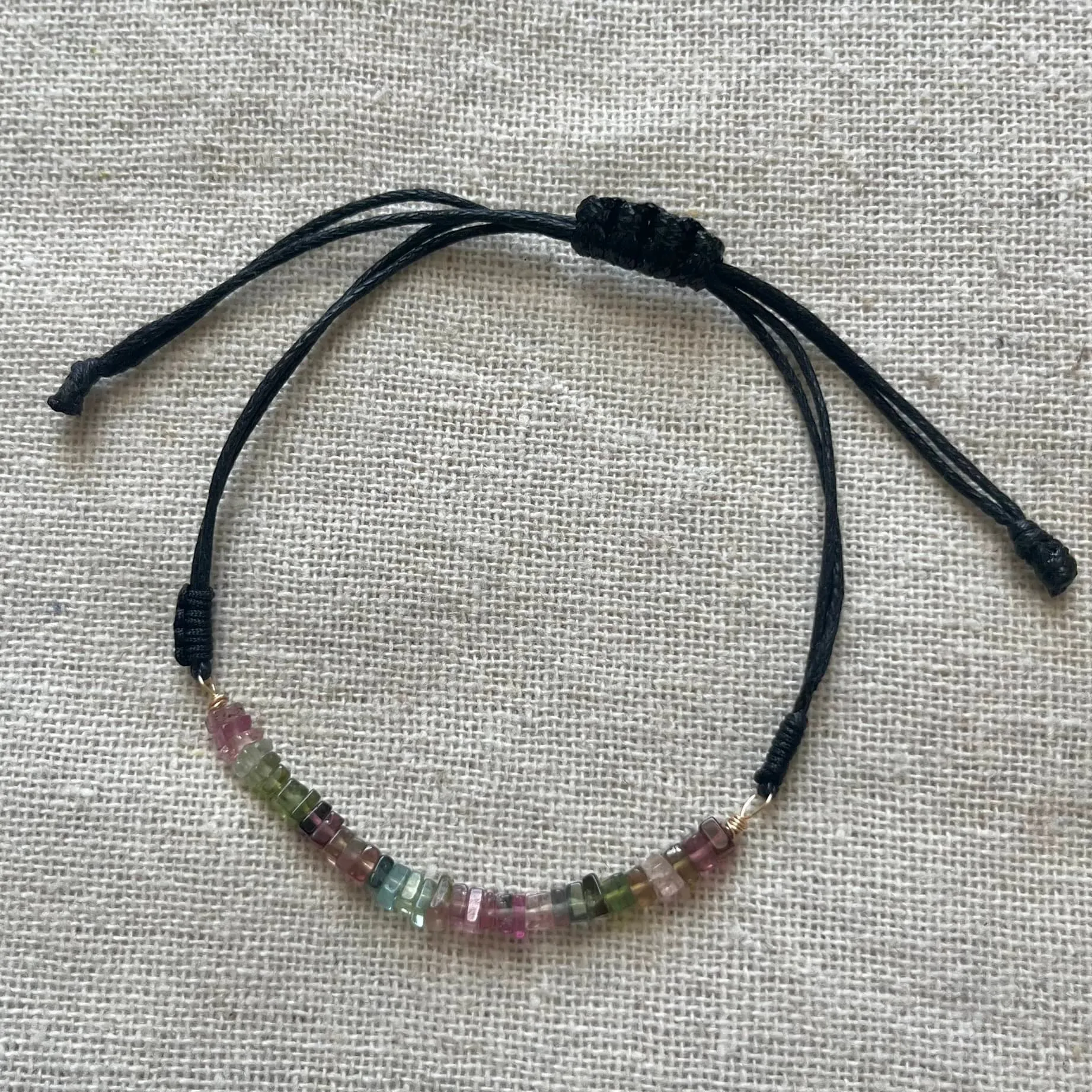 Watermelon Tourmaline Cord Bracelet - Heart Centre