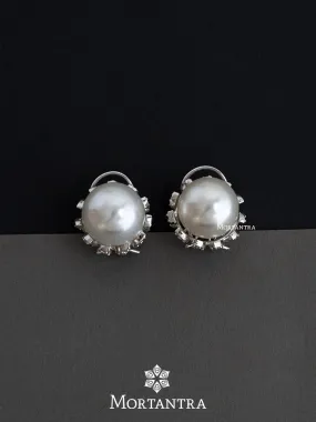 White Color Silver Plated Faux Diamond Earrings - CZEAR483