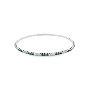 White Gold Emerald and Diamond Bangle BDD4442_EM-351