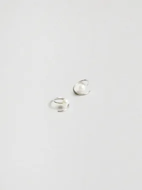 White Pearl Swirl Studs in Sterling Silver