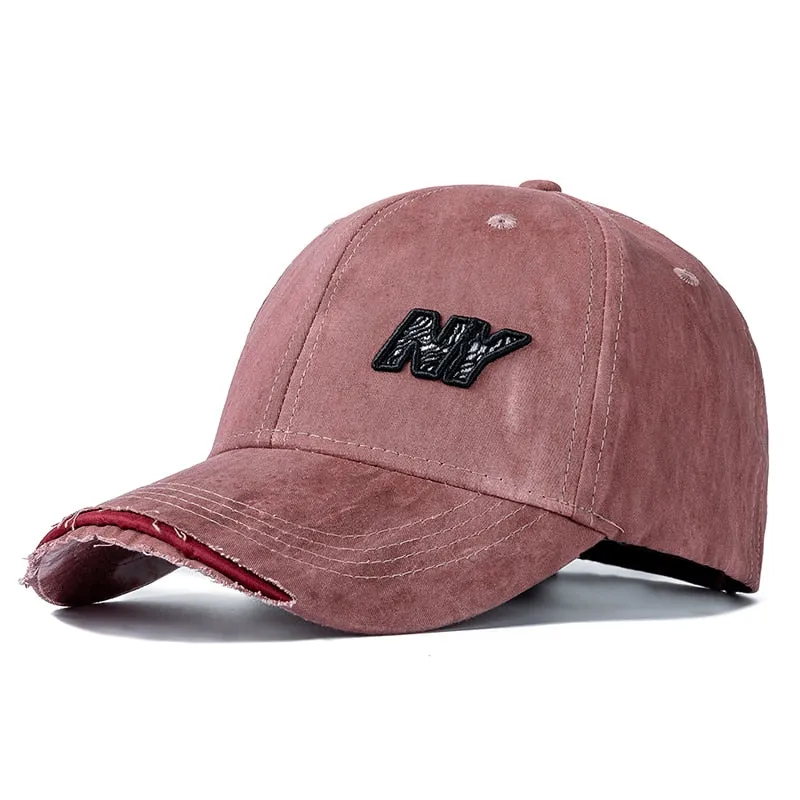 Women Men Cotton Cap Fashion NY Embroidered Baseball Cap Vintage Hole Style Adjustable Outdoor Couple Streetwear Hat