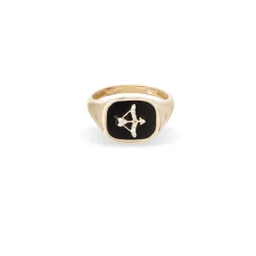 Zodiac Ceramic   Diamond Sagittarius Signet Ring